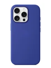 Чехол силиконовый для Apple iPhone 16 Pro с закрытой камерой (синий)