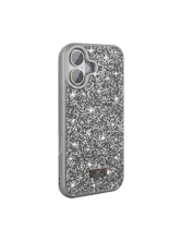 Чехол с MagSafe Apple iPhone 16 со стразами Swarovski + картхолдер (серебро)