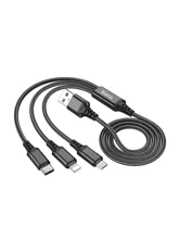 Кабель USB HOCO X76 3 в 1 USB - Type-C, Lightning, MicroUSB (черный)