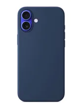 Чехол силиконовый для Apple iPhone 16 Plus с закрытой камерой (темно-синий)