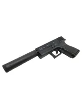 Пистолет металлический с глушителем Glock С.9 кал. 6 мм (черный)