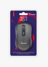 Мышь проводная SMARTBUY 353 бесшумная, 4 кнопки, сенсор 2400dpi (черно-серый)