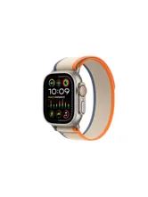 Ремешок тканевый на липучке Apple Watch 42mm, 44mm, 47mm, 49mm (бежево-оранжевый)