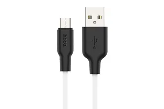 Кабель USB - MicroUSB HOCO X21, 1м (белый-черный)
