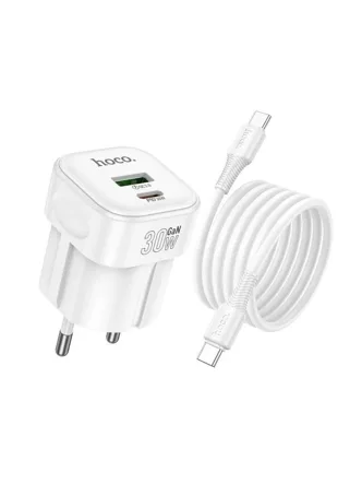 Сетевое зарядное устройство HOCO C167A, 30W, 1 USB Type C, 1 USB A, PD30W, QC3.0 18W (белый)