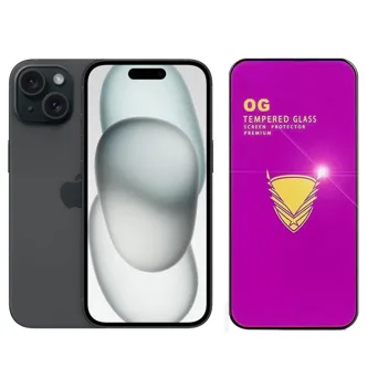 Противоударное стекло OG Tempered Glass для дисплея Apple iPhone 15 (черный) 144мм х 68мм