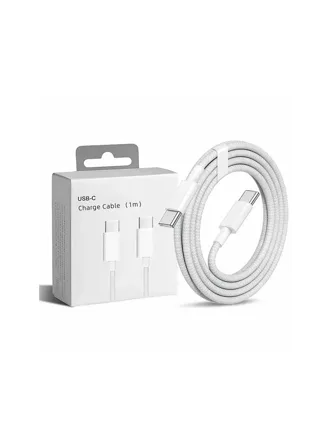 Кабель Type-C - Type - C PD 60W в оригинальной оплетке в коробке (белый)
