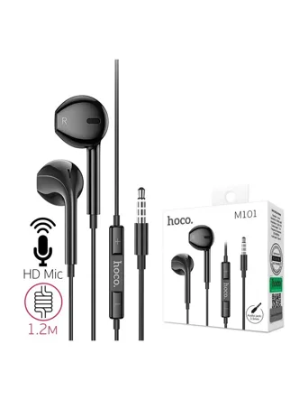 Наушники проводные Hoco M101 с микрофоном, Jack 3.5, 1.2 м