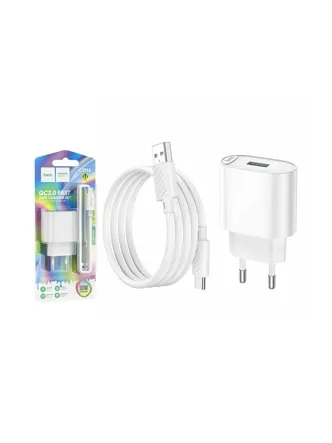 Сетевое зарядное устройство Hoco C109A,18W с кабелем USB-Type-c  (белый)