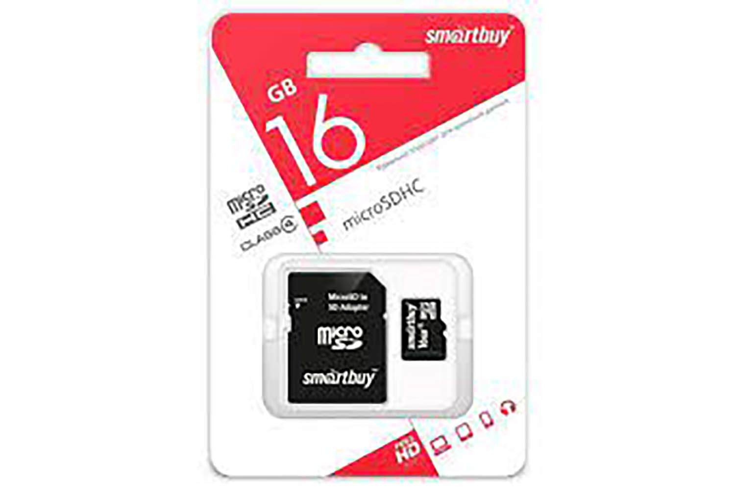 Карта памяти MicroSD 16GB SmartBuy Class 4 c адаптером