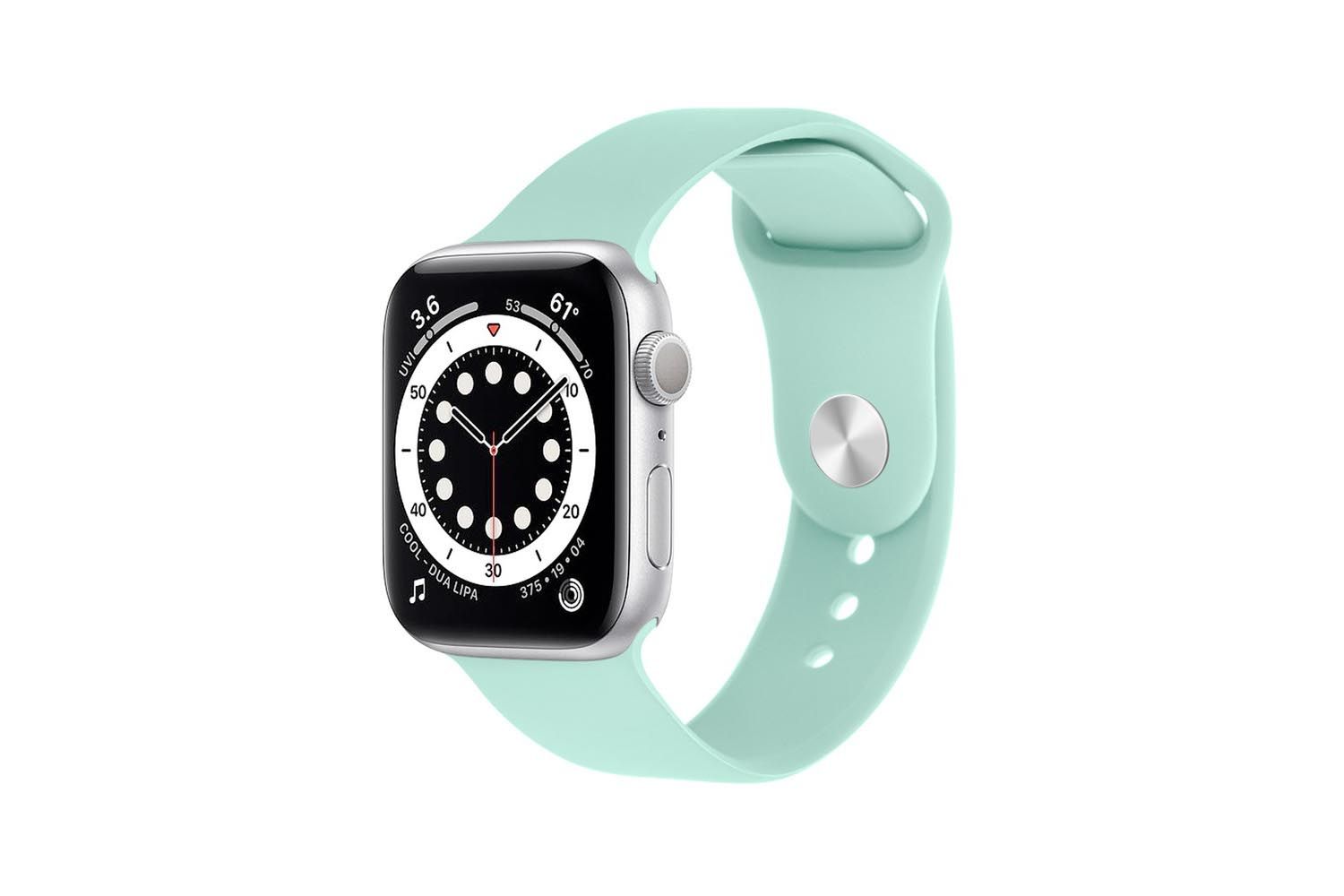 Ремешок силиконовый Apple Watch 42mm, 44mm, 45mm, ML (бирюзовая мята)