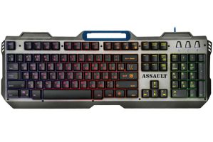 Проводная клавиатура игровая Defender, Assault, GK-350L, оптическая, радужная подсветка, USB (серый)