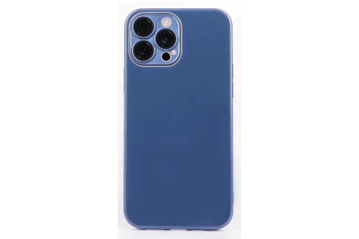 Чехол стеклянный с защитой под камеру для Apple IPhone 14 Pro Silicone+Glass CASE (фиолетовый)