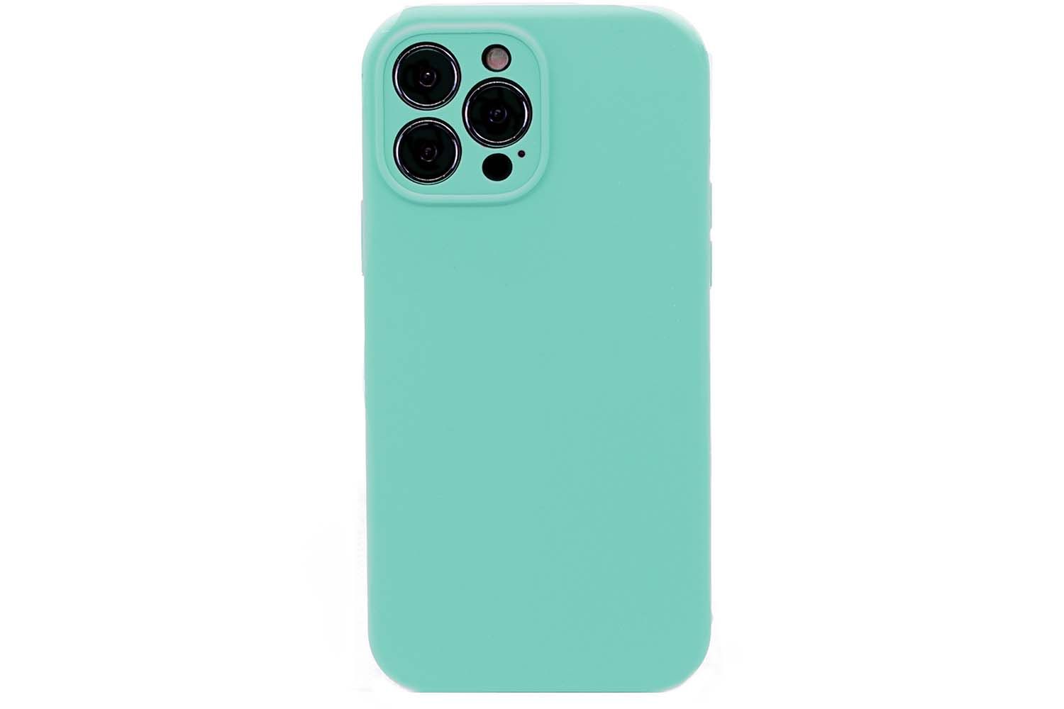 Чехол силиконовый с защитой камеры для Apple iPhone 12 Pro Max (бирюзовый)