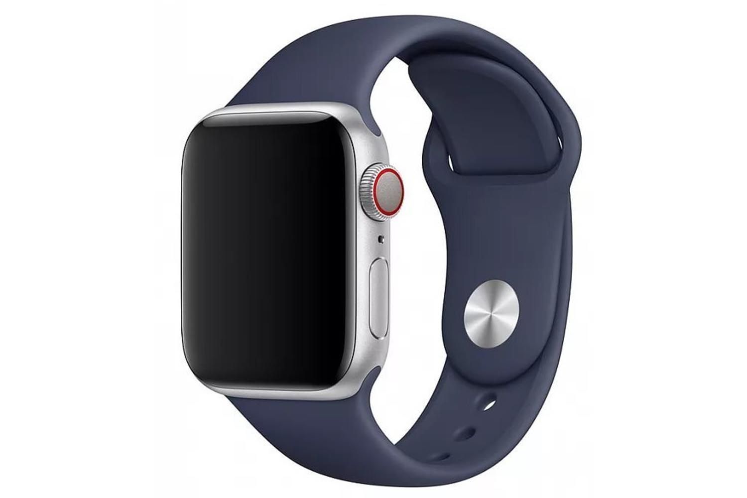 Ремешок силиконовый Apple Watch 38mm, 40mm, 41mm, MS (темно - синий)
