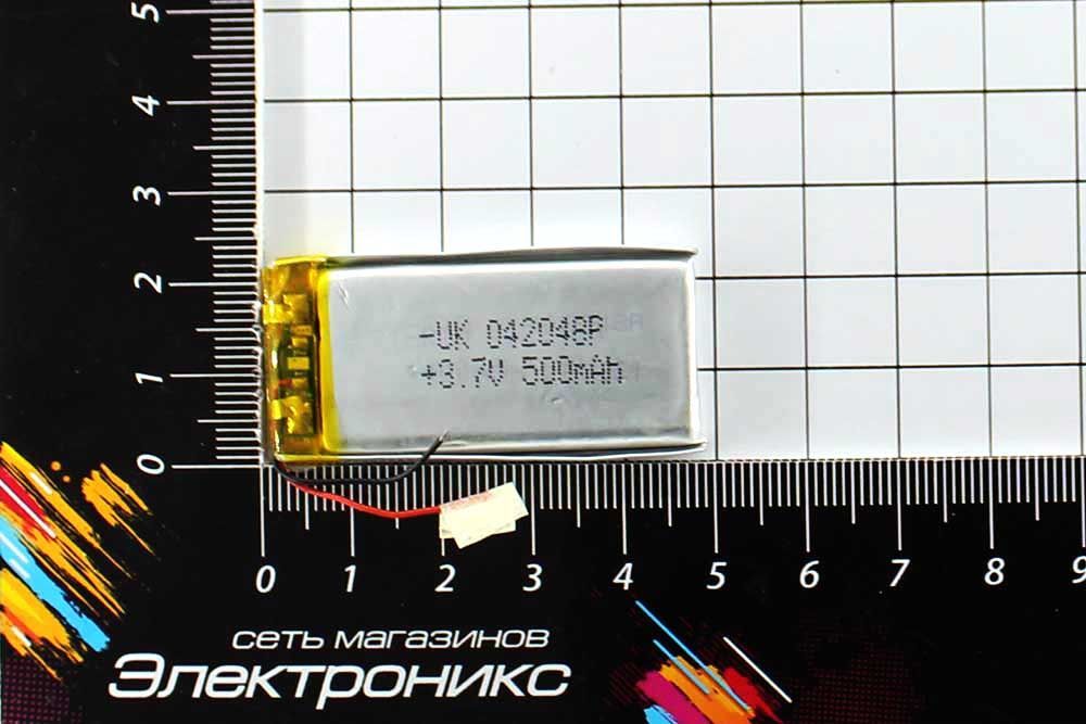 Литий-полимерный аккумулятор 042048P (3X20X52mm) 3.7V 500mAh