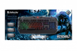 Клавиатура игровая проводная влагоустойчивая DEFENDER Werewolf GK-120DL RGB (черный)