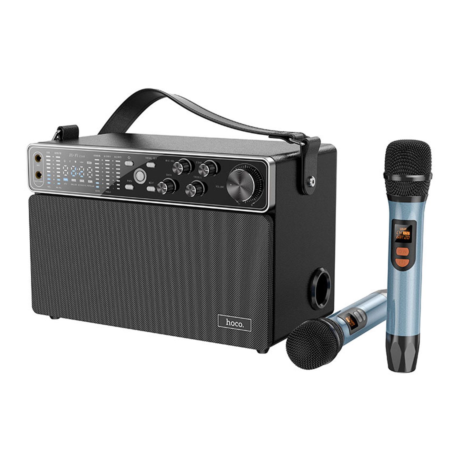 Портативная караоке система Hoco Chanter BS50 (Bluetooth, TF, USB, AUX, 2 микрофона) (черный)