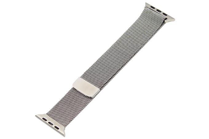 Ремешок металлический магнитный миланская петля Apple Watch 38mm, 40mm, 41mm (серебро)