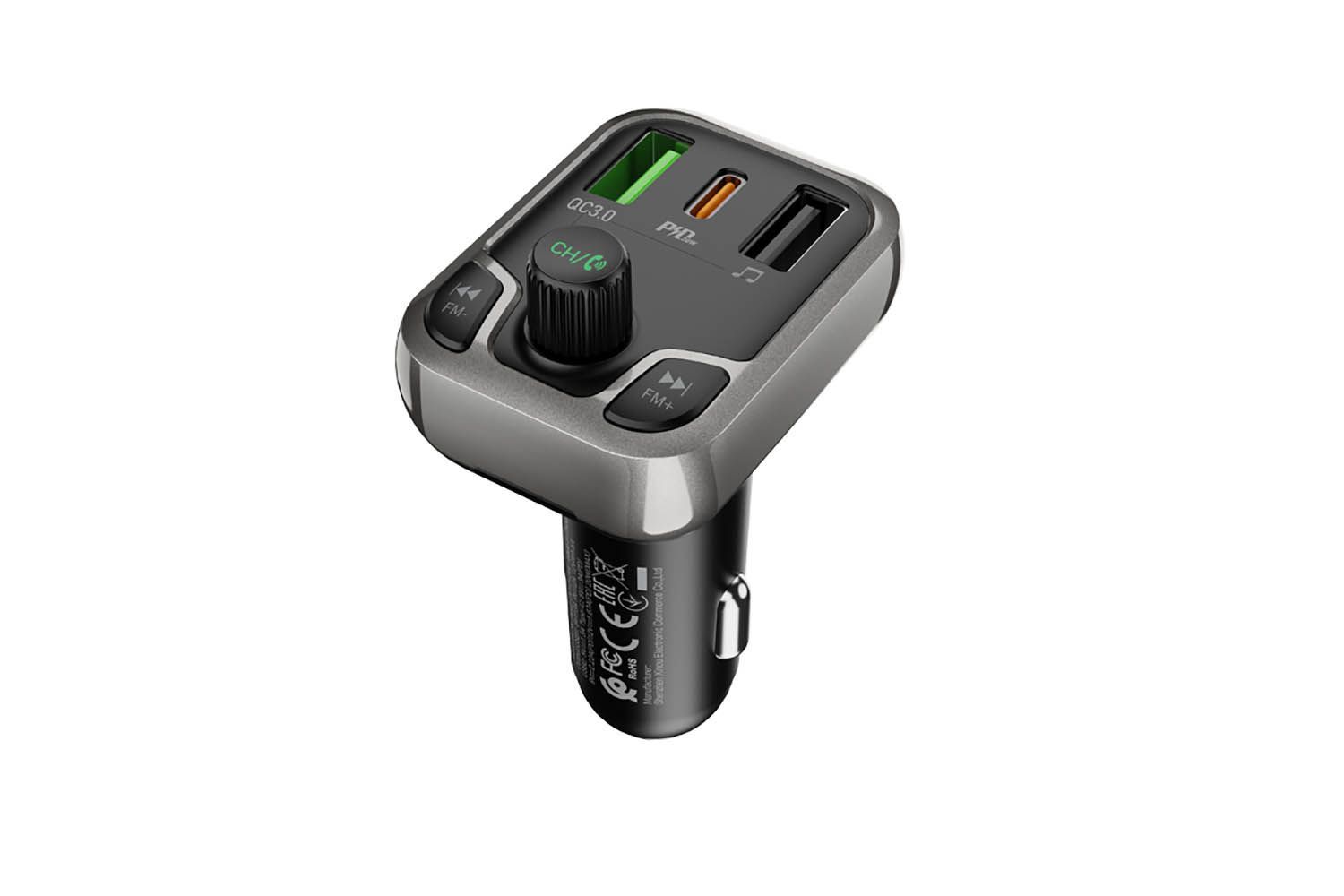 Автомобильное зарядное устройство BOROFONE BC38 Flash Energy,USB+Type-C+U-диск+FM-трансмиттер(черный
