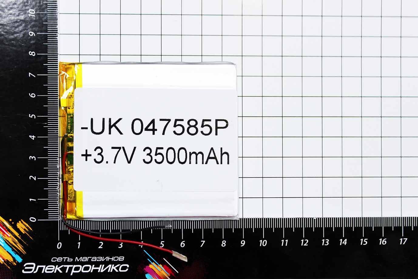 Литий-полимерный аккумулятор UK047585 (83X75X3mm) 3,7V 3500 mAh