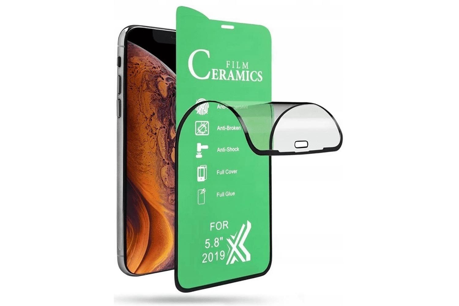 Противоударное стекло/пленка керамическое Ceramic для Apple iPhone 14 Pro Max 9D (черный)