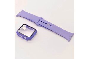 Чехол + защитное стекло + ремешок на часы Apple Watch 40mm Case / Кейс накладка 40мм (фиолетовый)