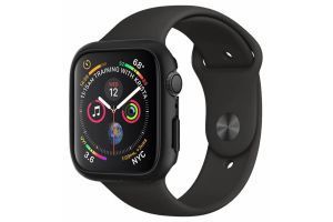 Чехол + защитное стекло + ремешок на часы Apple Watch 44mm Case / Кейс накладка 44мм (черный)