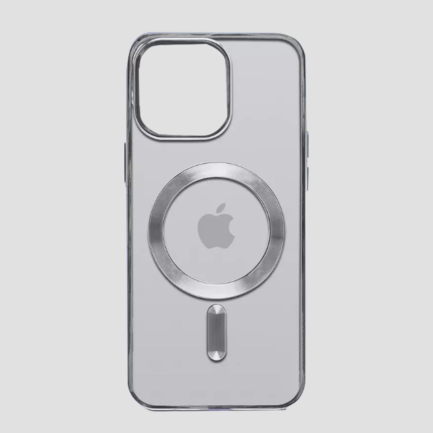 Чехол прозрачный силиконовый для Apple iPhone 15 Pro Max с MagSafe (серебристый)