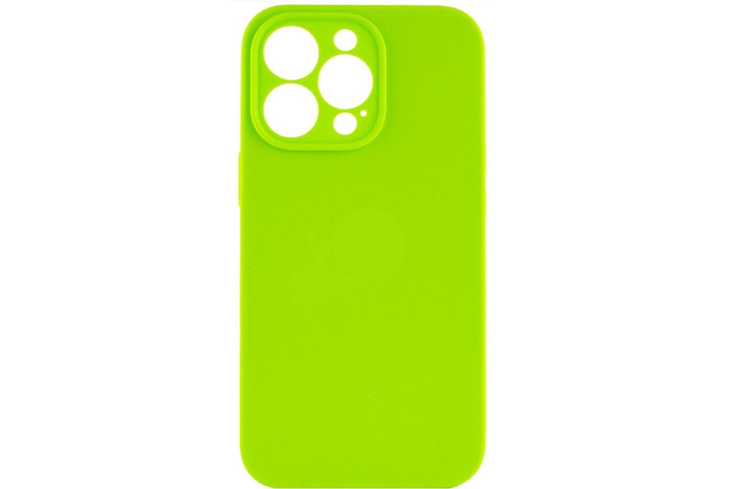 Чехол силиконовый с защитой камеры для Apple iPhone 14 Pro Max (ярко - зеленый)
