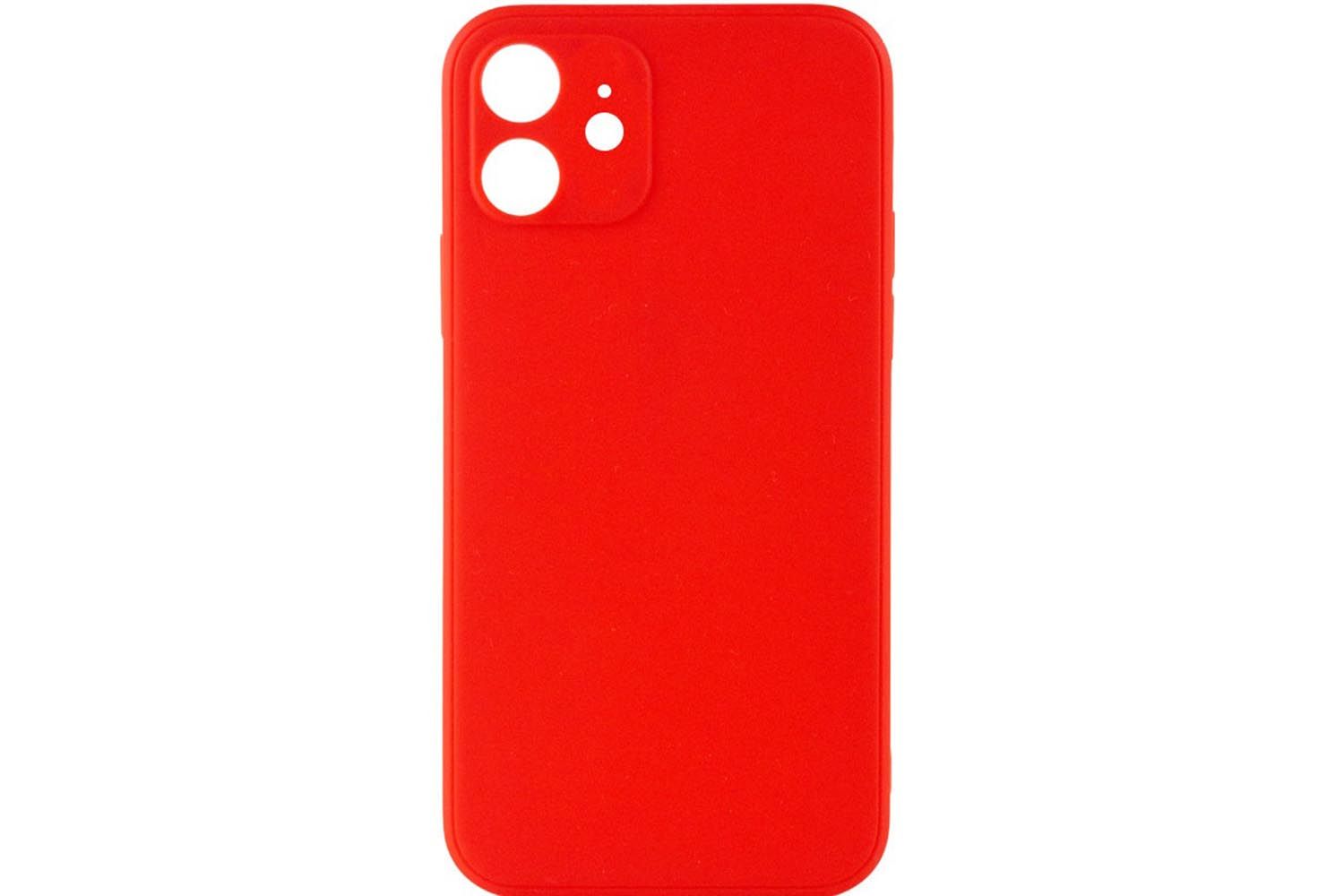Чехол силиконовый с защитой камеры для Apple iPhone 12 (красный)