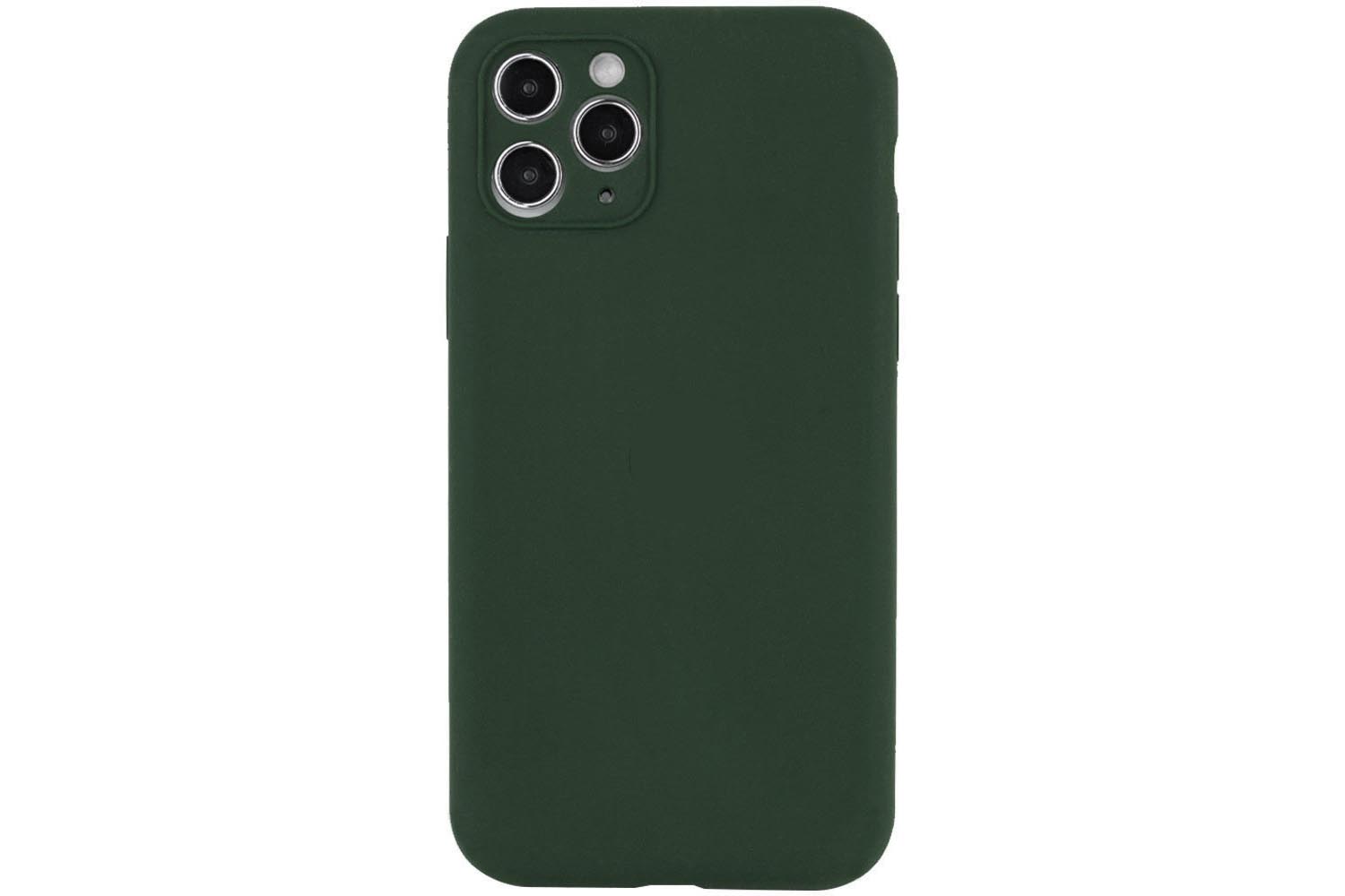 Чехол силиконовый с защитой камеры для Apple iPhone 12 Pro Max (темно - зеленый)