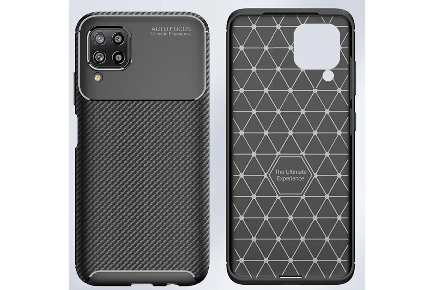 Силиконовый чехол кейс карбон Samsung Galaxy A12 2020, A12 2021 (черный)