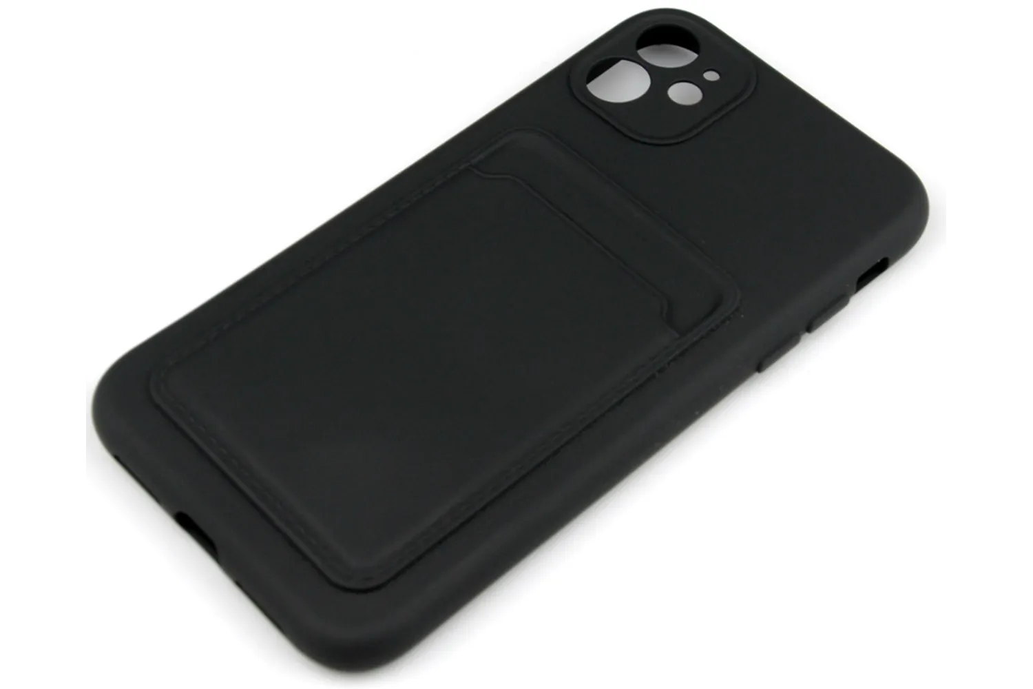 Силиконовый чехол кейс с кармашком под карточку Apple iPhone 11 (черный)