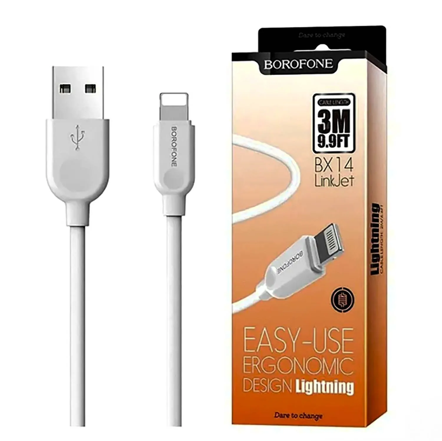 Кабель USB - Lightning BOROFONE BX14 LinkJet, 3 м (белый)