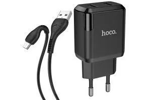 Сетевое зарядное устройство HOCO N7 Speedy, 2.1A, 2USB с кабелем USB-Micro (черный)