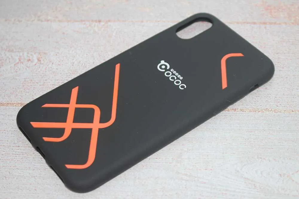 Чехол силиконовый для с принтом Геометрия 1.2mm для Apple iPhone X. Xs черно-оранжевый
