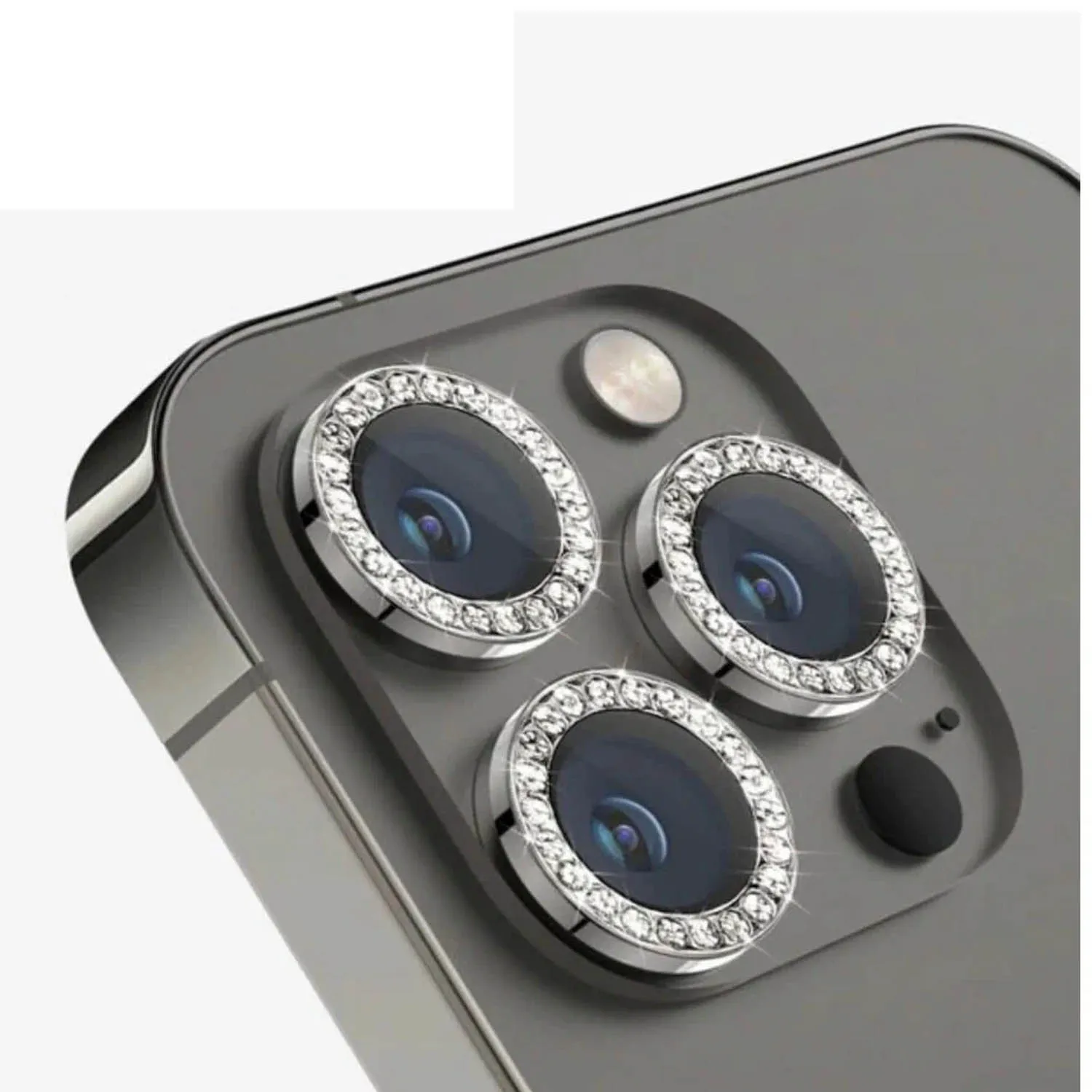 Защитные линзы со стразами для камеры Apple iPhone 14 Pro, 14 Pro Max (черный)