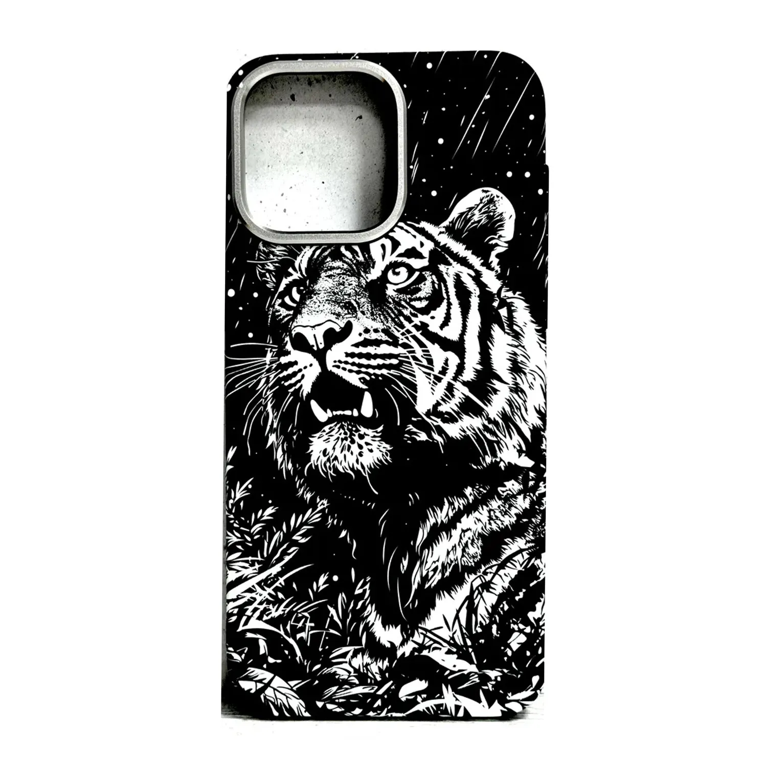 Чехол пластиковый с MagSafe с принтом тигр Apple iPhone 15 (черный)