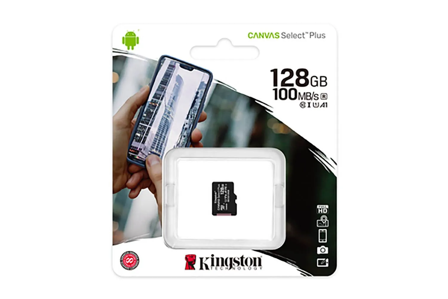 Карта памяти MicroSD  128GB  Kingston Class 10 Canvas Select Plus A1 (100 Mb/s) без адаптера