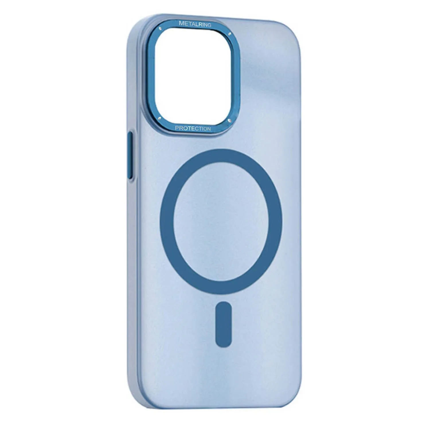 Матовый чехол Apple iPhone 13 с металлической окантовкой с MagSafe (голубой)