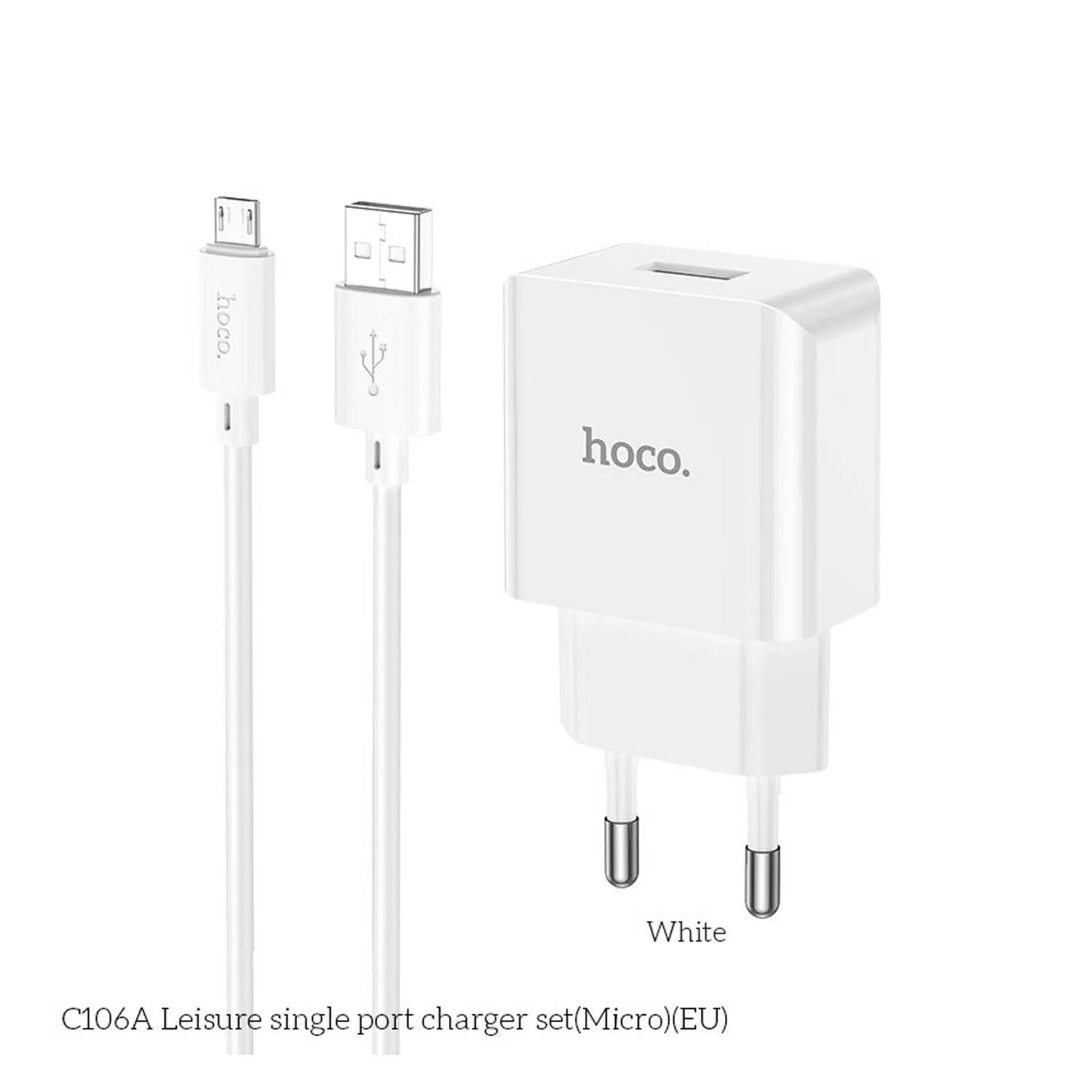 Блок питания сетевой HOCO C106 Micro USB (белый)