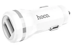 Автомобильное зарядное устройство HOCO Z27A Staunch QC3.0 charger с кабелем Lightning (белый)