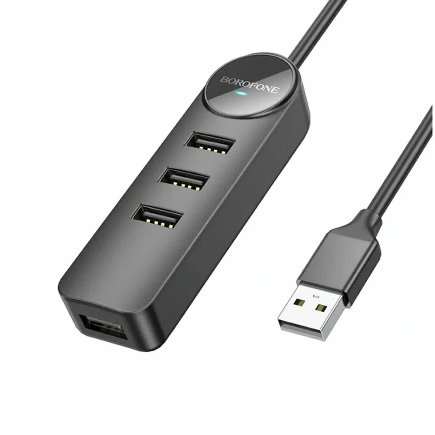 USB-концентратор Borofone DH5 Erudite 4в1, 1 USB 3.0, 3 USB 2.0 , кабель USB 0.2м (чёрный)