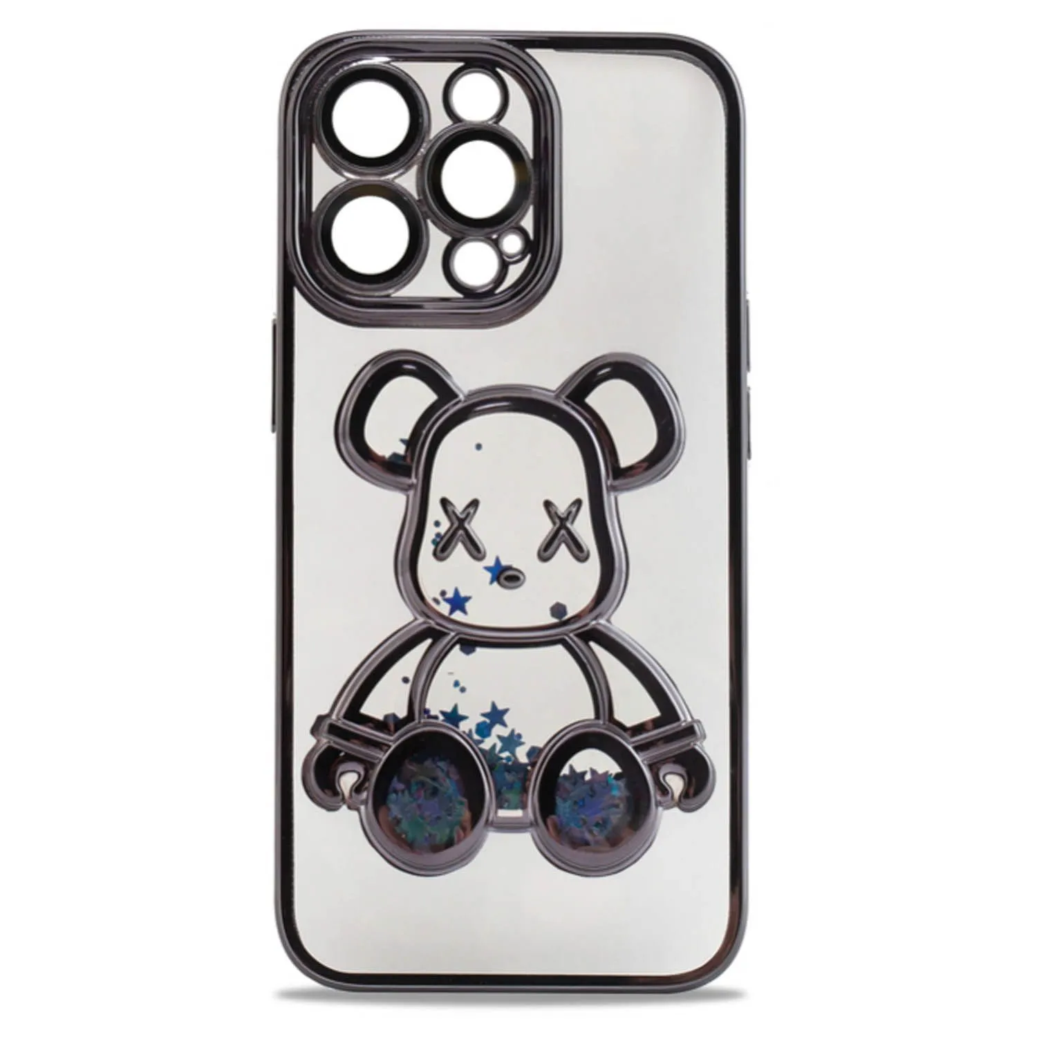Чехол силиконовый с защитой камеры с принтом Bearbrick для Apple iPhone 13 Pro (черный)