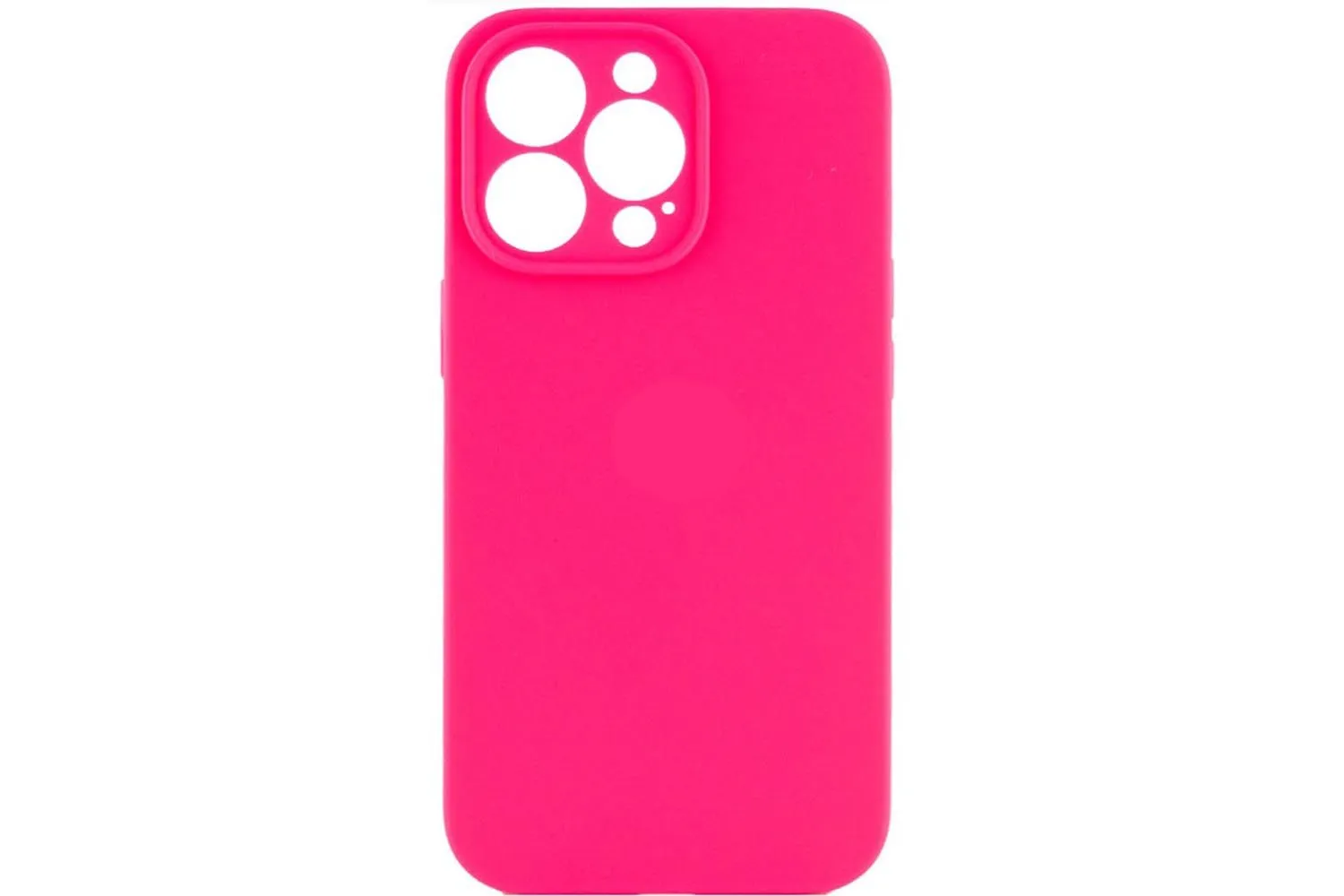 Чехол силиконовый с защитой камеры для Apple iPhone 14 Pro Max (ярко - розовый)