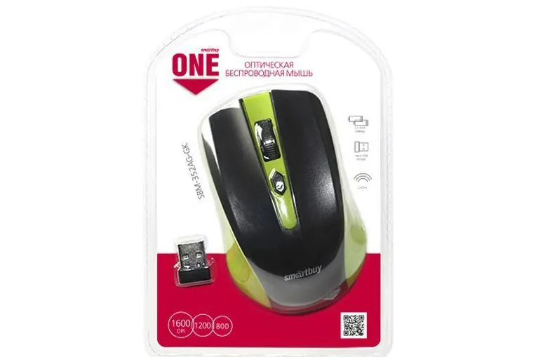 Мышь беспроводная SmartBuy ONE 352 (зеленый-черный)
