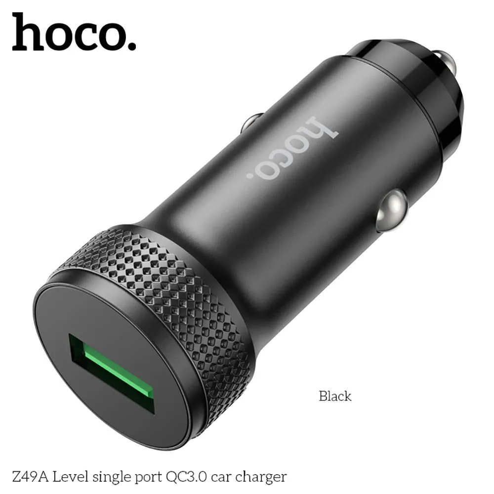 Автомобильное зарядное устройство HOCO Z49A Level single port QC3.0 (черный)