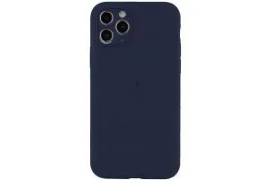 Чехол силиконовый с защитой камеры для Apple iPhone 12 Pro Max (темно - синий)