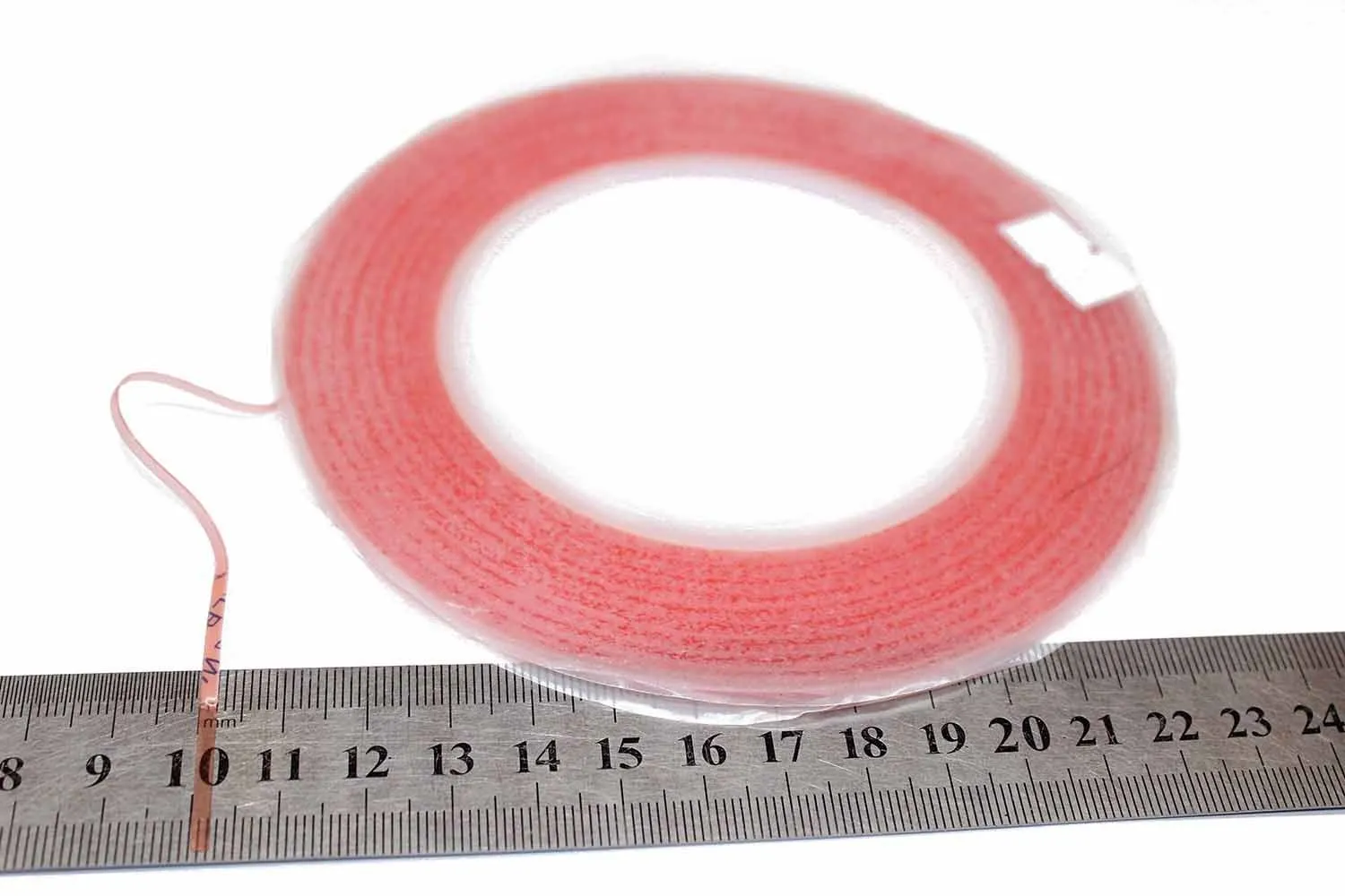 Прозрачный двухсторонний скотч красный 2mm